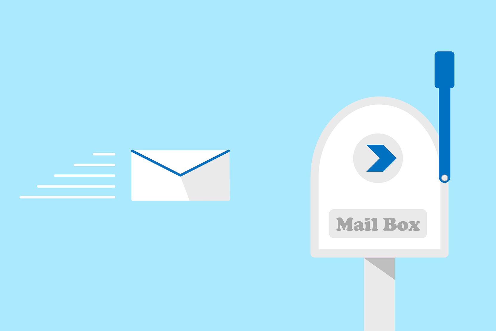 Graphic of a letter flying towards a mail box