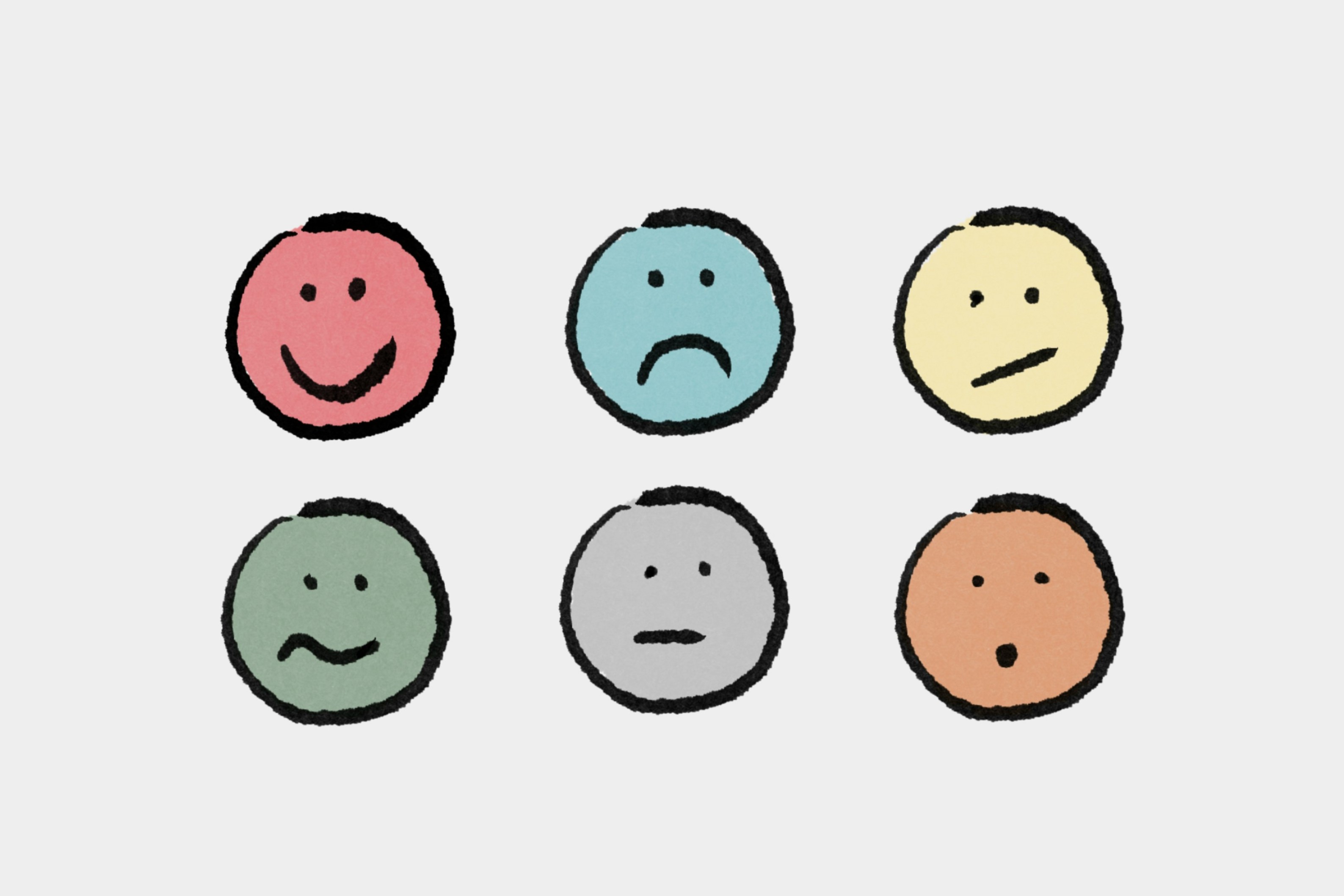 illustration of various faces with different emotions