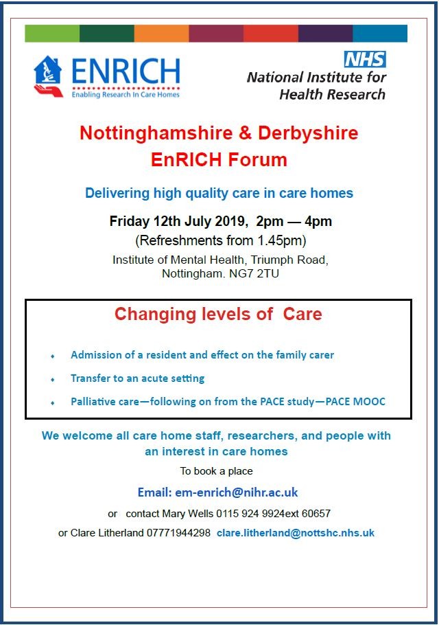 Thoughts ahead of the Enabling Research in Care Homes forum (12th July)
