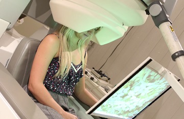 Volunteer using MEG scanner